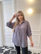 Льняна натуральна сорочка класична жіноча вільного прямого крою великих розмірів 56-58 сіра - зображення 1