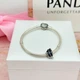 Срібна намистина Pandora Пандора Синє вигнуте пірʼячко 792576C01 - изображение 4