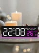 Настольные часы электронные цифровые смарт сетевой будильник LED USB с дисплеем термометром яркой индикацией отображением времени температуры регулировки яркости день недели формат 12/24 лед розовый дисплей - изображение 6