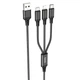 Зарядний кабель HOCO X76 Super Combo 3-in-1 Type-C+Lightning+MicroUSB Cable 2A 1m Black - зображення 1