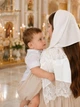 Женский шарф для храма Family Tradition шёлк с кружевом 170х50 см белый Милота - изображение 4