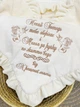 Утеплённая крыжма для девочки Family Tradition велюровая махра плюш с воланами и вышивкой 100х100 см айвори От крёстной мамы - изображение 2