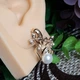 Сережки Xuping Jewelry довжина 2.8см перли 8мм медичне золото позолота 18К с1695 - зображення 3