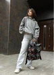 Жіночий міський рюкзак RollTop з поліестеру для ноутбука 12.5–17 дюймів трансформер з кишенями, чорний принт Abstract 60608 - зображення 3