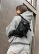 Большая женская поясная сумка бананка тканевая городская Sambag DynamicDart черная с принтом 60517 - изображение 1