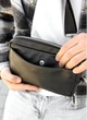 Мужская поясная сумка бананка из натуральной кожи Sambag Harvi черная 61060 - изображение 3