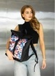 Жіночий міський рюкзак RollTop Sambag One Flowers для ноутбука до 16–17 дюймів з екошкіри, чорний з квітковим принтом 60566 - зображення 3