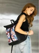 Жіночий міський рюкзак RollTop Sambag One Flowers для ноутбука до 16–17 дюймів з екошкіри, чорний з квітковим принтом 60566 - зображення 12