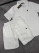 Мужской льняной костюм Polo Ralph Loren шорты+рубашка 2XL белый (RL0010) - изображение 2