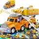Игровой набор строительной техники TEMI Truck Station: Грузовик-транспортер, 8 машинок и большая трасса-станция - Б/У - изображение 1