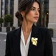 Брошь из стали BROCHE бижутерия Модерн Всплеск золотистая BRBF115349 - изображение 3