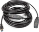 Активний подовжувач USB 3.0 AM/AF (Тато-Мама) 10 метрів з підсилювачем сигналу, чорний - Б/В - зображення 1