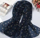Женский шарф платок в горох шифоновый 150см*70см Тёмно-синий - изображение 2