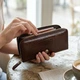 Жіночий гаманець ST Leather із натуральної шкіри коричневого кольору великий розмір горизонтальний із застібкою на кнопку для прав (bg184fash38) - зображення 2