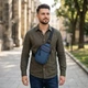 Мужская вертикальная слинг сумка Vintage из качественного полиэстера для туризма Синий (bg228fash70) - изображение 2
