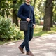 Чоловічий вертикальний месенджер із натуральної шкіри Vintage Чорний для ділового стилю та поїздок (bg203fash93) - зображення 2