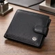 Мужской горизонтальный бумажник среднего размера из натуральной кожи ST Leather с монетницей и хлястиком черный (bg224fash84) - изображение 1