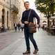 Чоловіча вертикальна сумка з натуральної шкіри Vintage коричневого кольору для міста (bg204fash50) - зображення 2