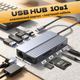 USB HUB 10в1 юсб хаб для ПК та ноутбука - перехідник розгалужувач концентратор для флешек TYPE-C | PD 3.0 | TF | SD | RJ45 | HDTV 4K - зображення 1