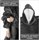 Толстовка плед Черный с рукавами и капюшоном Huggle Hoodie оверсайз, теплый худи с большим карманом для рук - изображение 4
