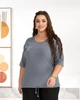 Футболка зі стразами жіноча вільного крою з куліскою однотонна 100% бавовна 60-62 сіра - зображення 1