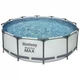 Каркасный бассейн Bestway 56420-4в1 серый круглый из ПВХ и стали на 10250 л с подстилкой стремянкой и тентом 366х122 см (9-163-56420-4 BW) - изображение 3