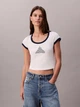 Футболка бавовняна жіноча Calvin Klein 745467078 XL Молочна з принтом (1159865322) - зображення 1