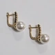 Сережки з позолотою 18К XUPING довжина 22 мм діаметр намистини 10 мм колір металу золотисте каміння та перлина білого кольору (3407054) - зображення 2