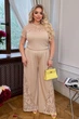 Брючний костюм Defile батал 0142 з гіпюром бежевий 50-52 - зображення 1