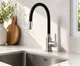 Смеситель для кухни Brinex Pure 015F3 с гибким изливом Nickel/Black (47059) - изображение 1