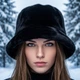 Панама зимняя теплая из экомеха для парня и девушки черная, мягкая меховая панама головной убор 56-58 one size - изображение 2