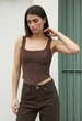 Топ Женский Стаф Коричневый Спортивный Однотонный Staff Fil Brown L (396599) - изображение 4