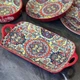 Салатник-таця керамічний Барви з візерунками 32,5x17x3,5 см Червоний (OS-8030-469) - зображення 3
