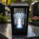 Лампадка на сонячній батареї Ангел 20,5 см | скло, чорний метал | LED біле світло - зображення 2