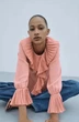 Блуза з плісованими воланами на комірі та манжетах коралова Zara розмір M - изображение 1