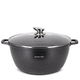 Кастрюля с крышкой Kamille KM-4481, 10.0 л, литой алюминий, Ø32 см, антипригарное покрытие «черный мрамор», для всех плит - изображение 1