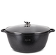 Кастрюля с крышкой Kamille KM-4483, 18.5 л, литой алюминий, Ø40 см, антипригарное покрытие «черный мрамор», для всех плит - изображение 1