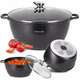 Кастрюля с крышкой Kamille KM-4481, 10.0 л, литой алюминий, Ø32 см, антипригарное покрытие «черный мрамор», для всех плит - изображение 5