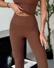 Спортивні жіночі легінси-кльош Flare з бразильським пуш-ап ефектом Bell Bottoms Leggings Premium для фітнесу та йоги L Коричневі (Flare94ChocoL) - зображення 7