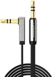 Аудіокабель UGREEN AV119 3.5mm Male to 3.5mm Male Straight to angle flat сable 2m Black (UGR-10599) - зображення 1