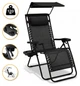Розкладне крісло шезлонг з козирком LEOBRO Zero Gravity Black (LB-ZGC-H1-BLK) (LEO_LB-ZGC-H1-BLK) - зображення 1