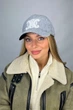 Жіноча зимова бейсболка Сірий з білим Braxton"Lace"з вишивкою - изображение 1