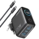 Сетевое зарядное устройство Anker GaN Charger 100W, 2×USB-C, 1×USB-A, Display, с кабелем USB Type-C, темно-серое(DL_E0B1004F7F9F) - изображение 1
