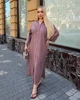 Плаття-сорочка жіноче максі з льону жатки вільного прямого крою з відкладним коміром ґудзиками накладними кишенями та бічними розрізами великих розмірів G&M k-130980 54-56 Розмір кольору моко - зображення 1