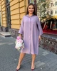 Платье рубашка женское льняное миди свободного прямого кроя с отложным воротником застежкой на пуговицы и регулируемыми рукавами больших размеров G&M k-130967 58-60 Размер цвет лаванда - изображение 1