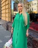 Платье рубашка женское льняное миди свободного прямого кроя с отложным воротником застежкой на пуговицы и регулируемыми рукавами больших размеров G&M k-130968 58-60 Размер цвет зеленый - изображение 3