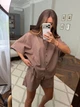 Костюм женский двойка льняной с рубашкой свободного кроя короткими рукавами и шортами G&M k-131017 42-46 Размер цвет шоколад - зображення 2