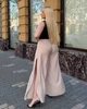 Брюки женские льняные палаццо свободного широкого кроя с высокой посадкой эластичным поясом завязками и высокими боковыми разрезами больших размеров G&M k-130976 50-52 Размер цвет бежевый - изображение 4