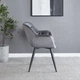 Стул кухонный кресло с мягкой спинкой и подлокотниками Elegante Intarsio Черный каркас металл/ Серая ткань - изображение 5