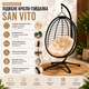 Подвесное кресло-качалка SAN VITO «кокон» с бежевой подушкой, садовое кресло-гнездо на металлической стойке, мебель для террасы, балкона, дачи и двора, складная конструкция, до 135 кг - изображение 7